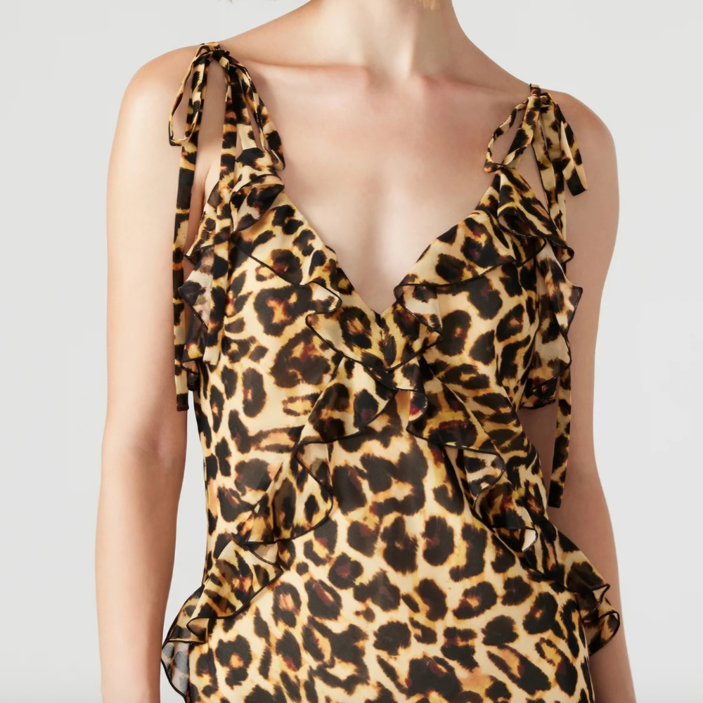 Leopard Print Ruffle Dress - Picture 3 of 6